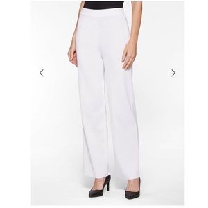 Misook Wide Leg Knit Pant, White XL